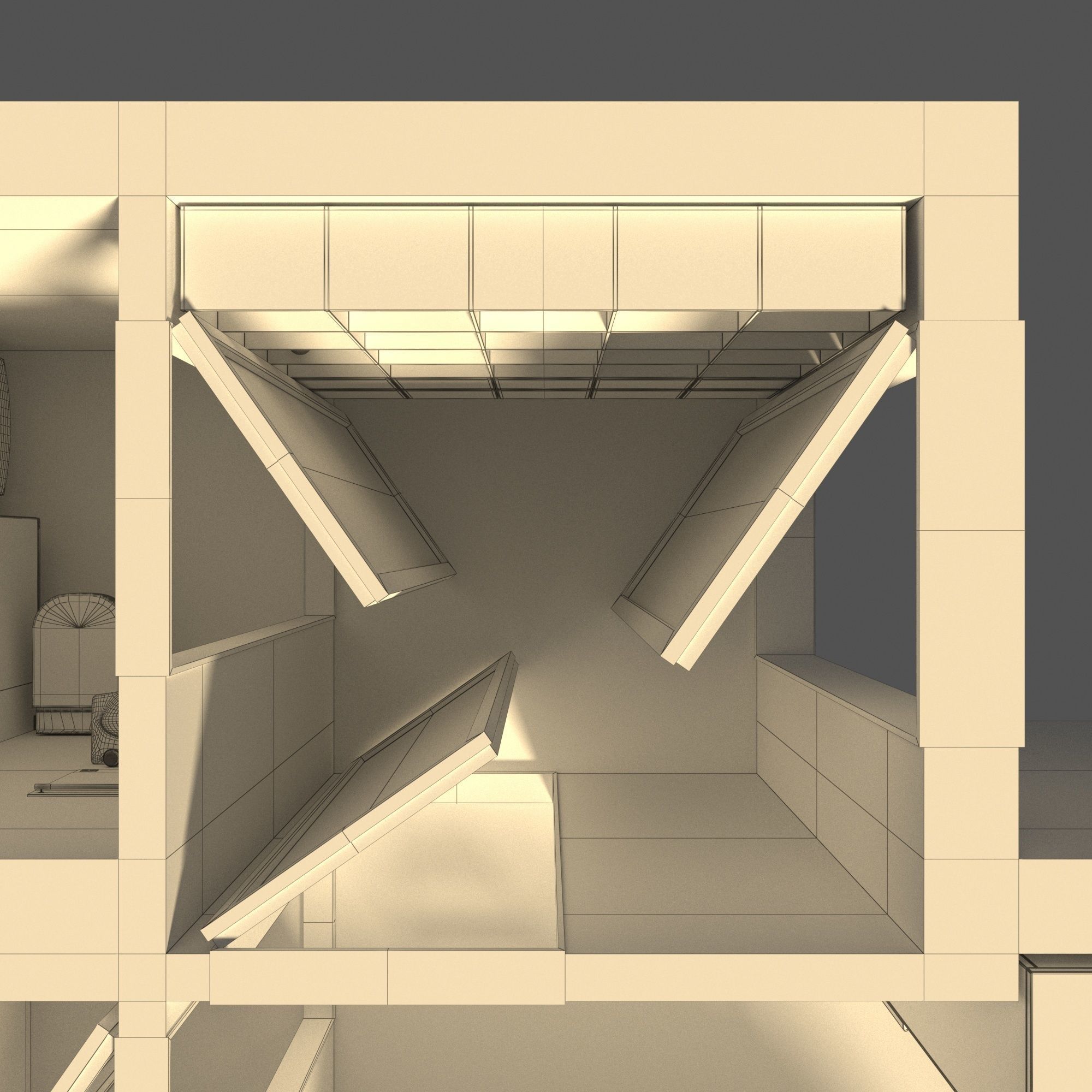 Apartment one bedroom floor plan 3D model_3