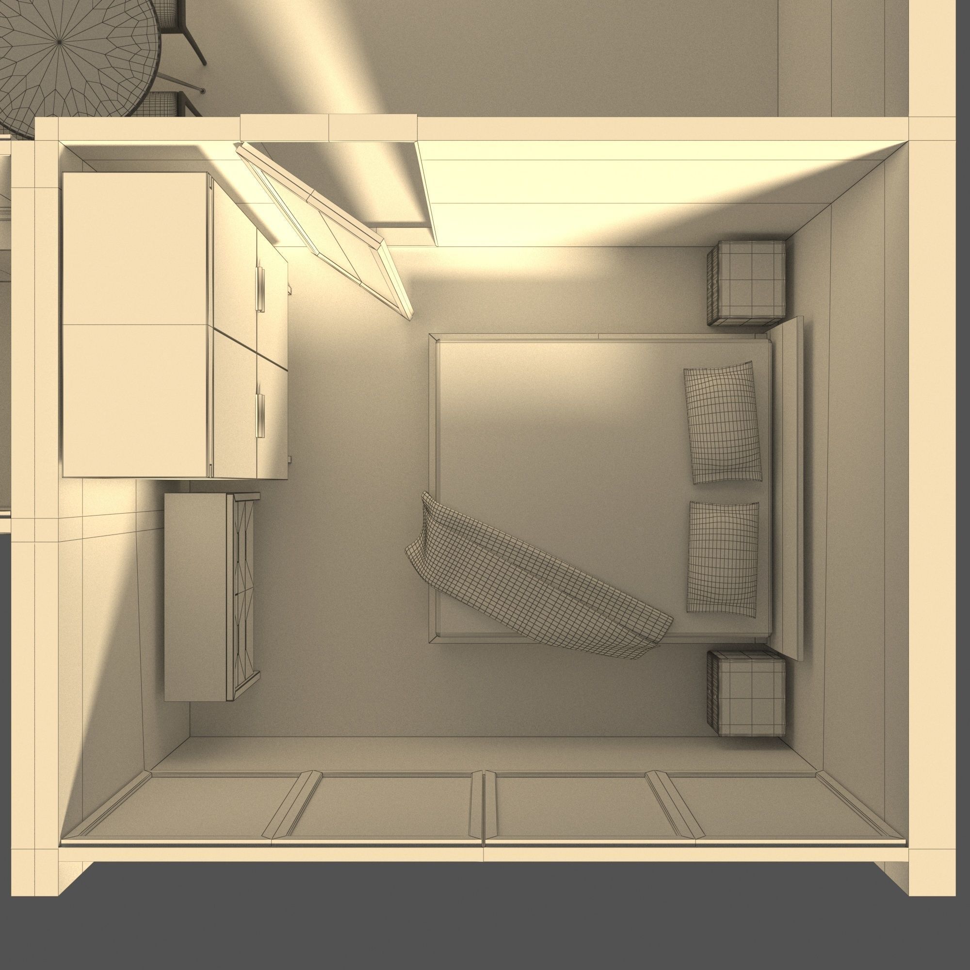 Apartment one bedroom floor plan 3D model_7
