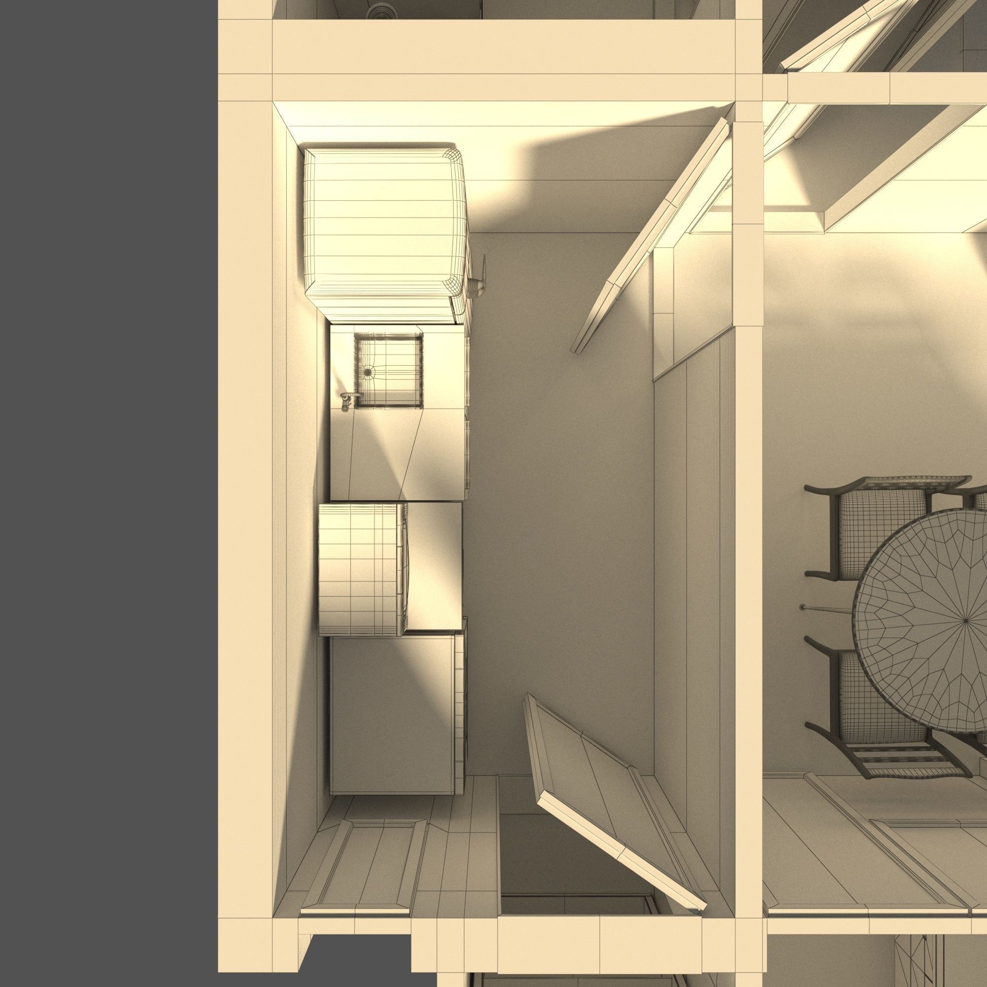 Apartment one bedroom floor plan 3D model_5