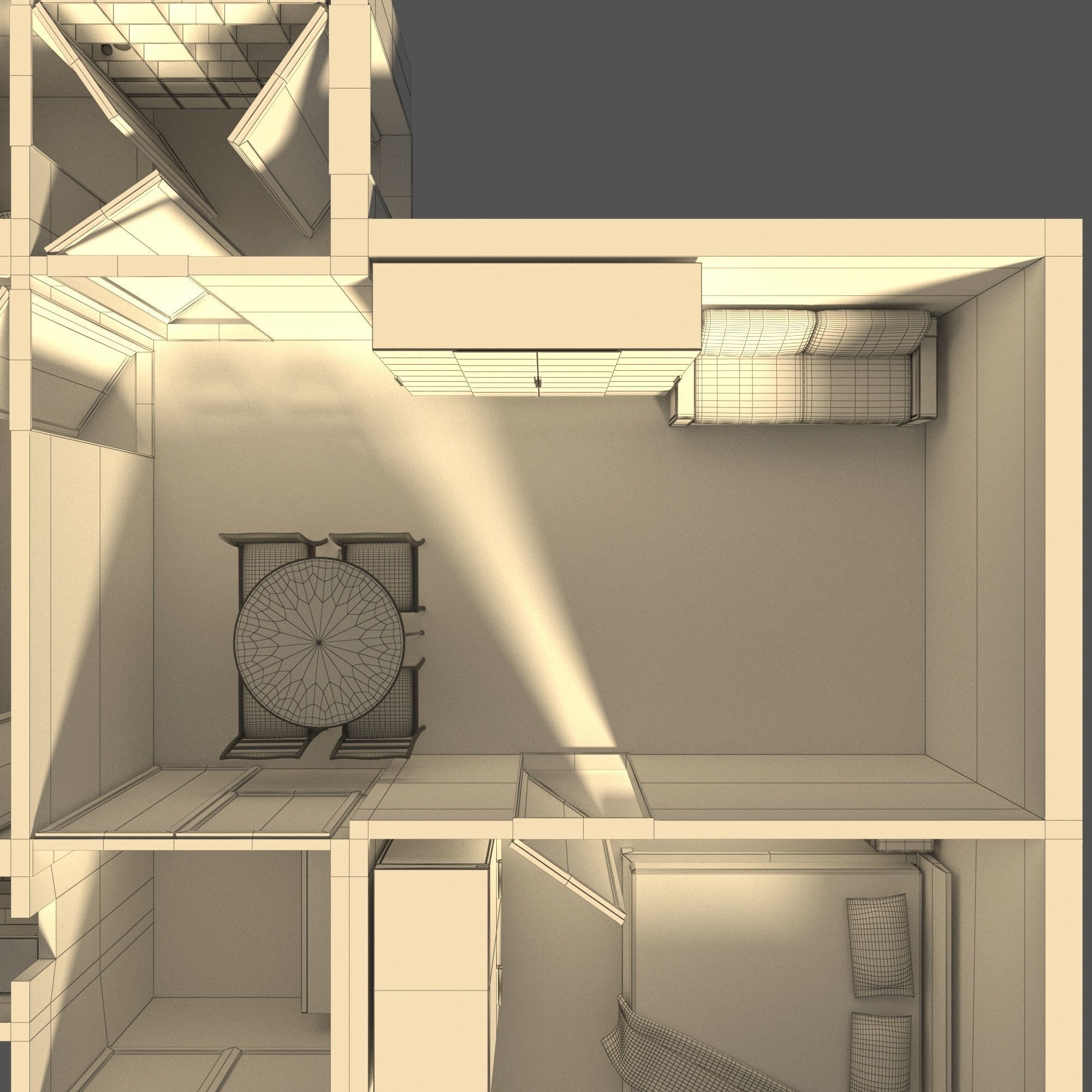Apartment one bedroom floor plan 3D model_6