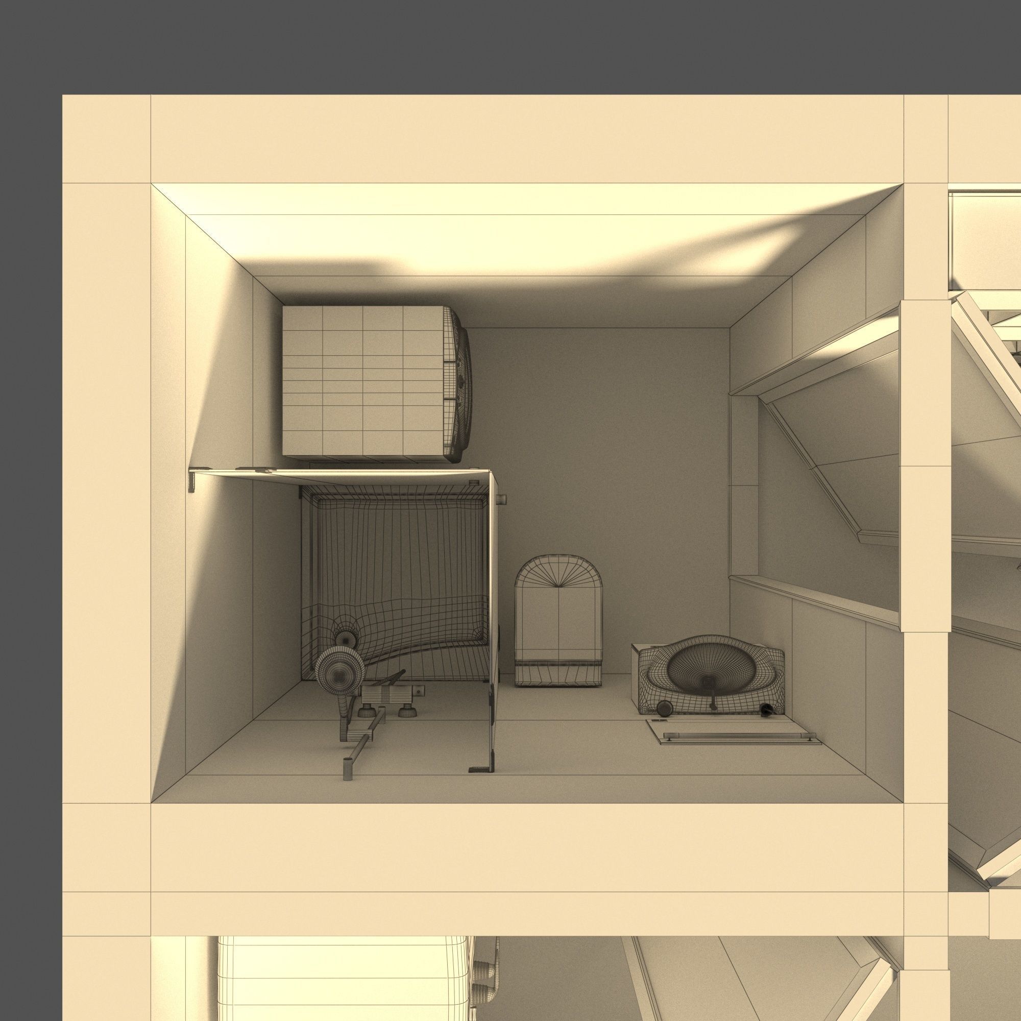 Apartment one bedroom floor plan 3D model_4