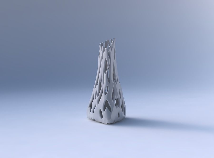 Vase grounded tilted triangle with smooth cuts 3D print model_4
