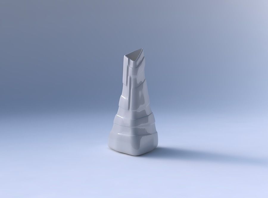 Vase grounded tilted triangle with smooth ribbons 3D print model_4
