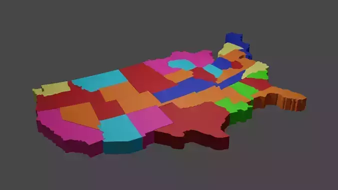 United States of America Map -2  Low-poly 3D model