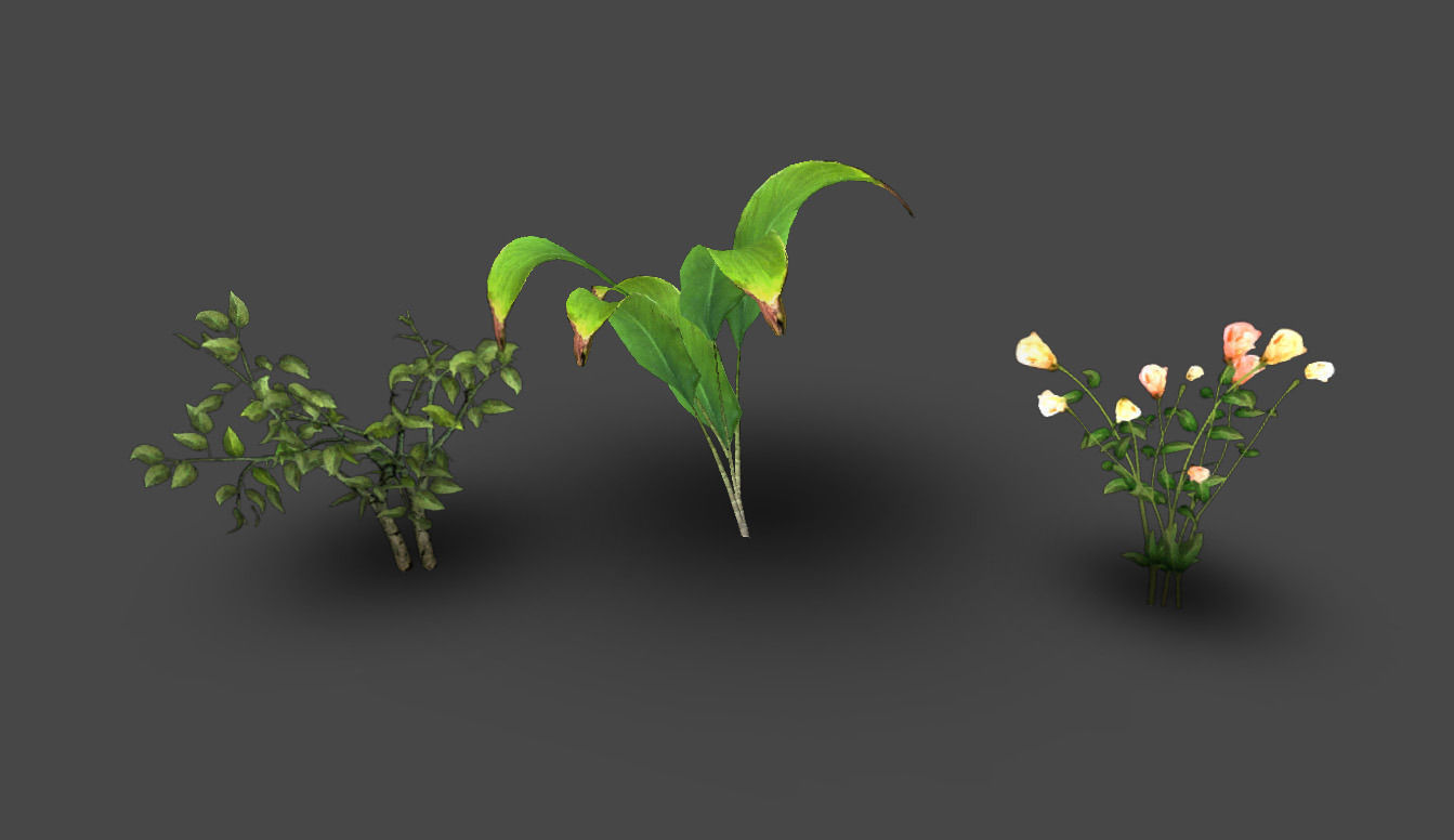 Animated Plant Set for Unity Low-poly 3D model_1