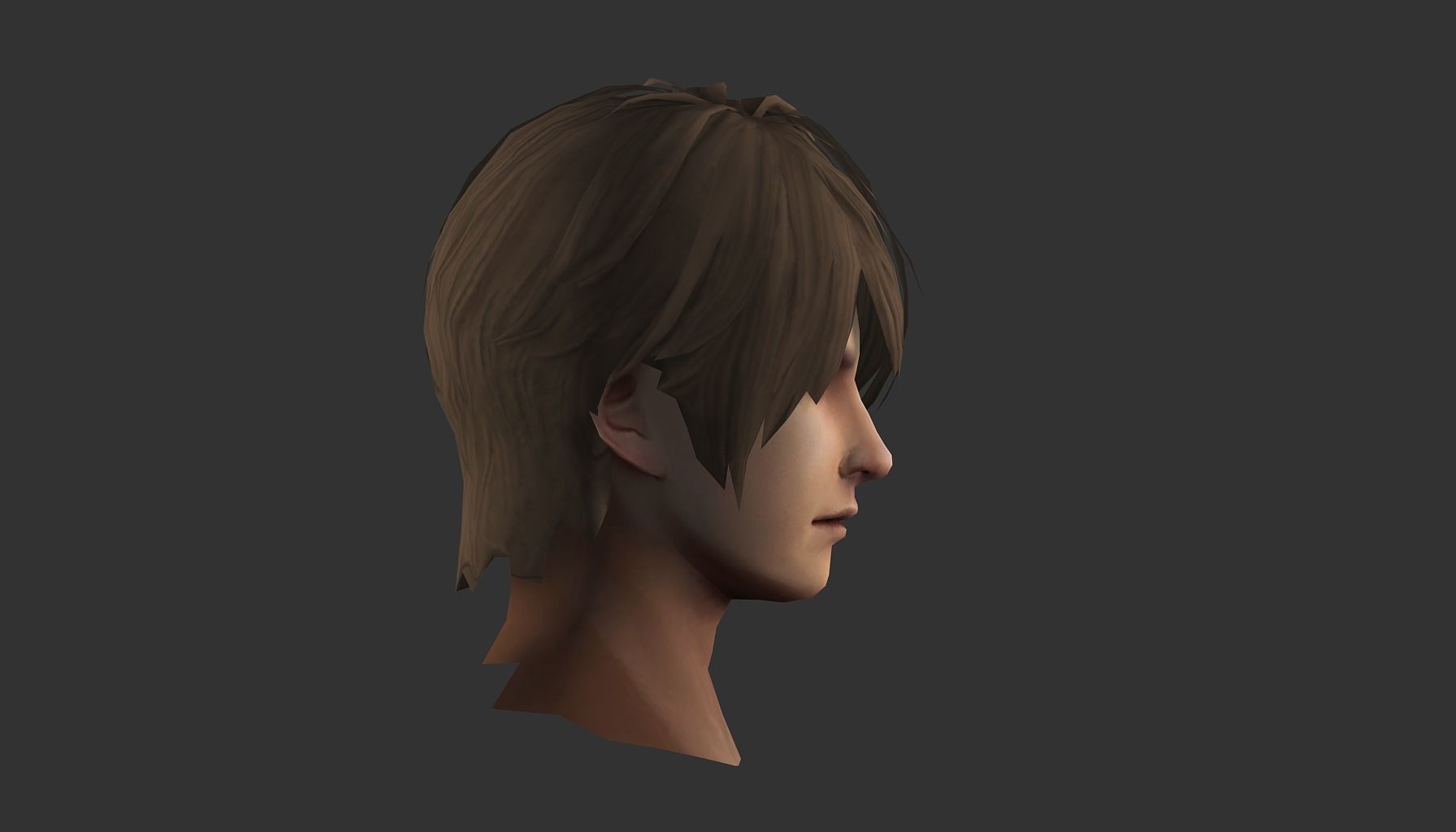 man hair style 01 Low-poly 3D model_3
