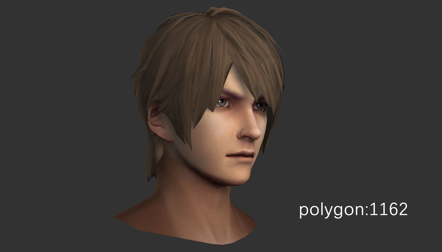 man hair style 01 Low-poly 3D model_2