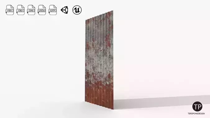 Old roofing galvanized roof Low-poly 3D model