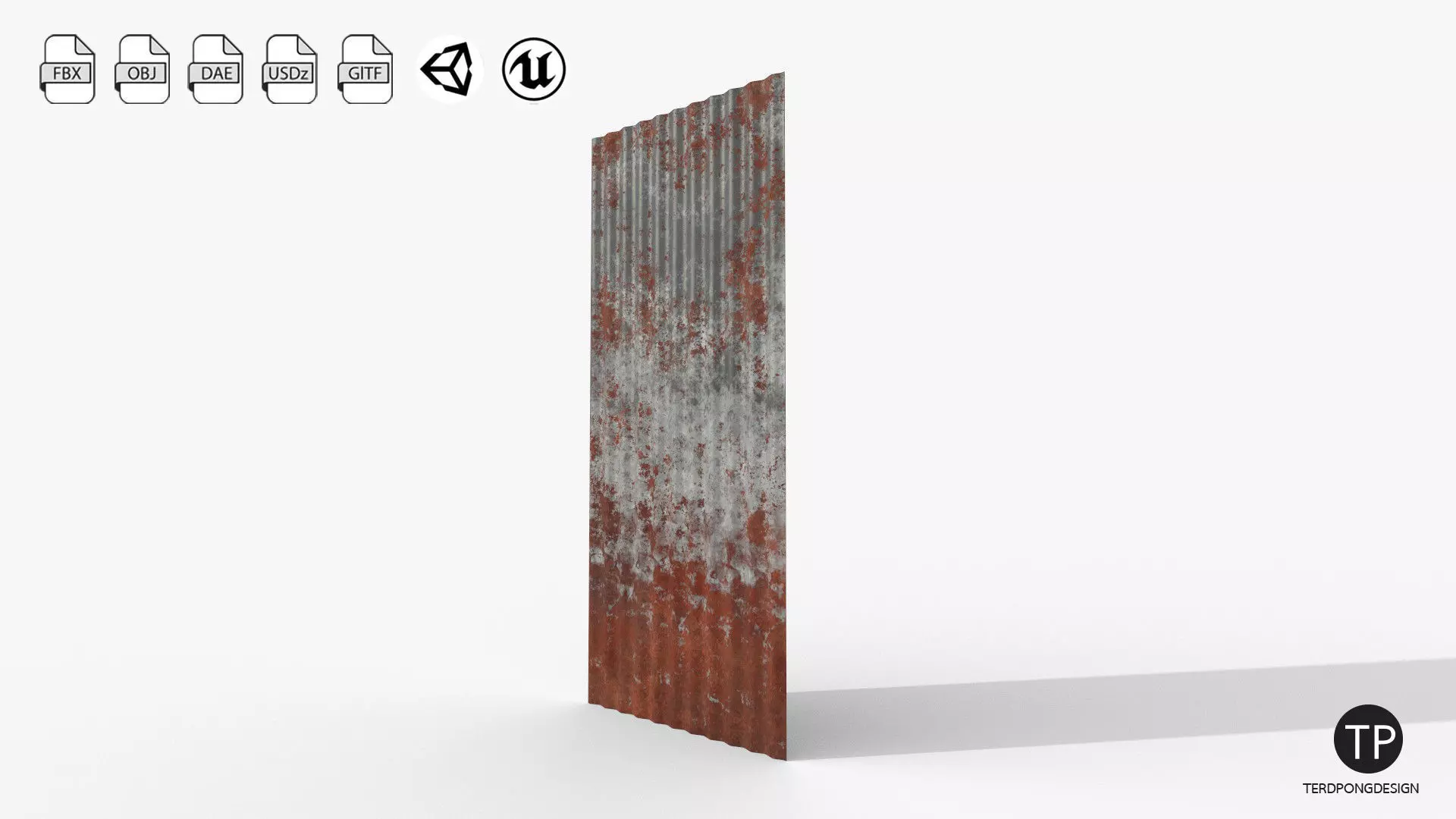 Old roofing galvanized roof Low-poly 3D model_0