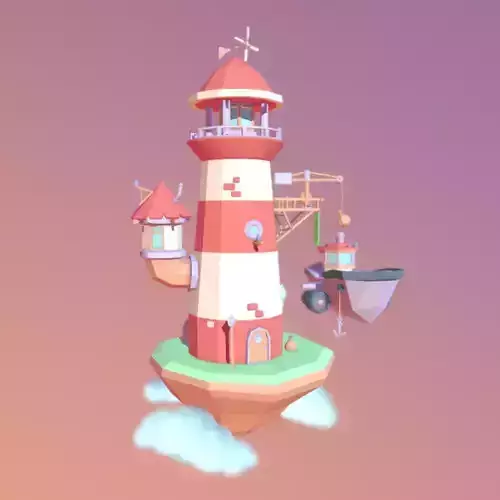 Lighthouse in the sky Low-poly 3D model