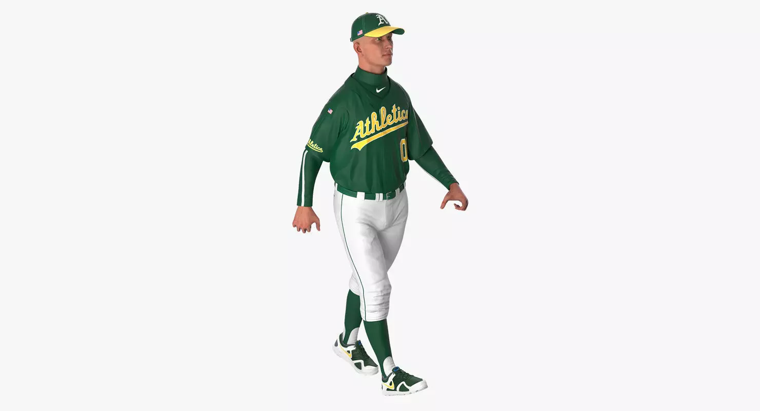 Baseball Player Rigged Athletics 2 3D model_0
