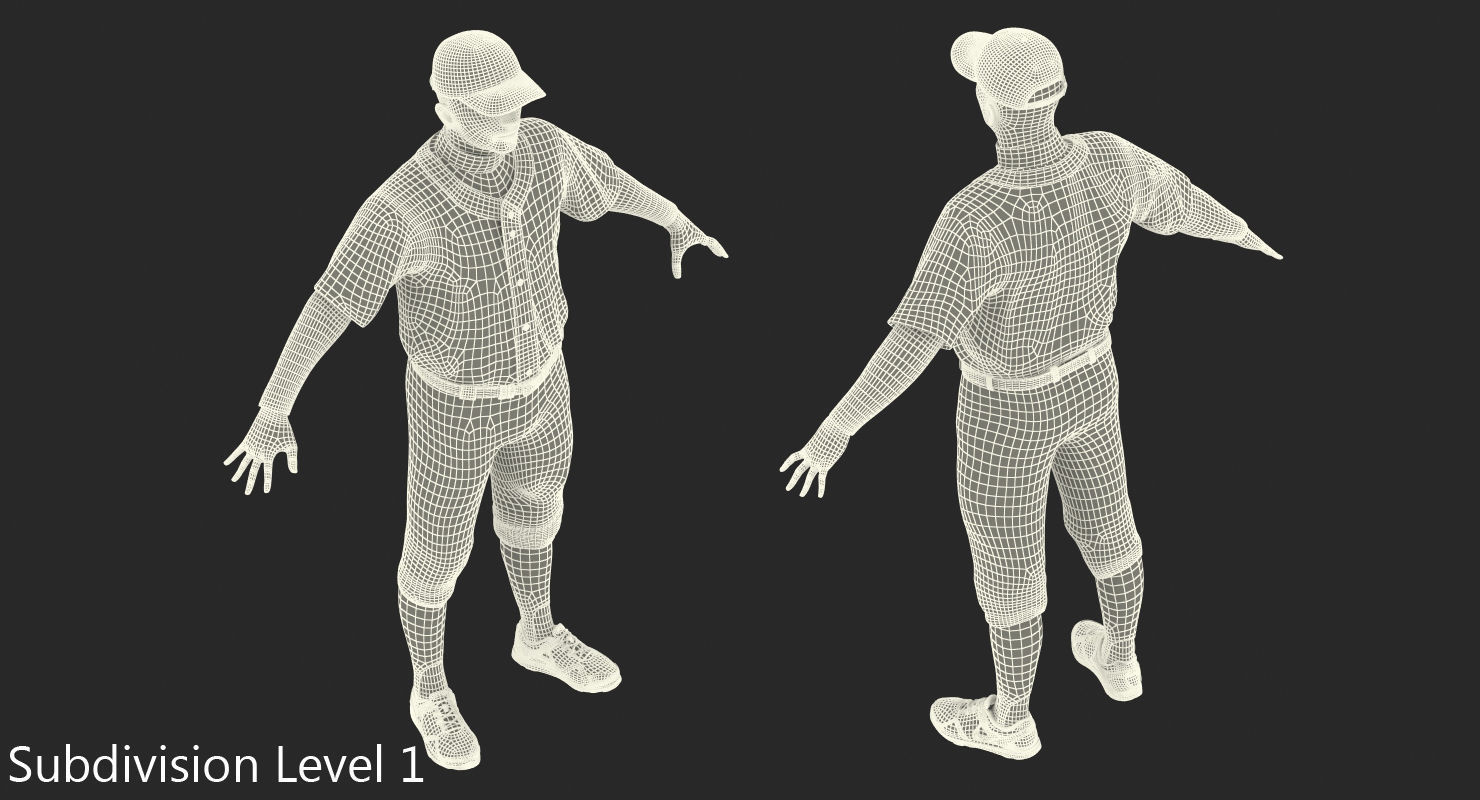 Baseball Player Rigged Athletics 2 3D model_16