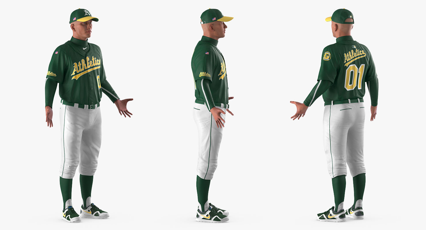 Baseball Player Rigged Athletics 2 3D model_4