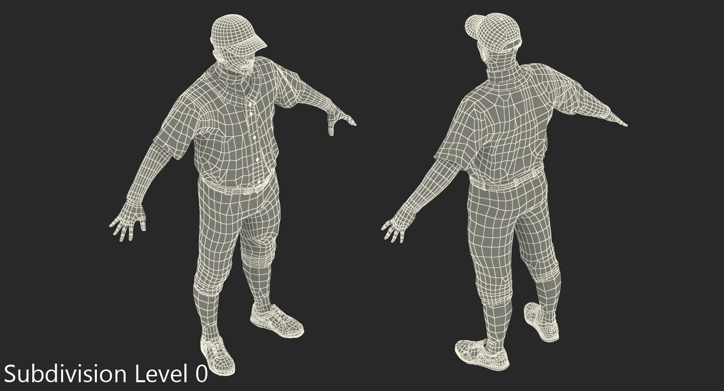 Baseball Player Rigged Athletics 2 3D model_15