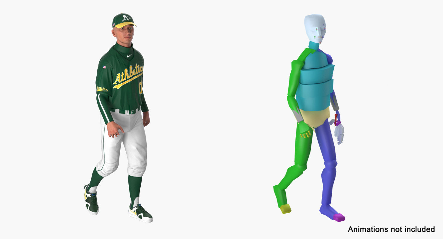 Baseball Player Rigged Athletics 2 3D model_14