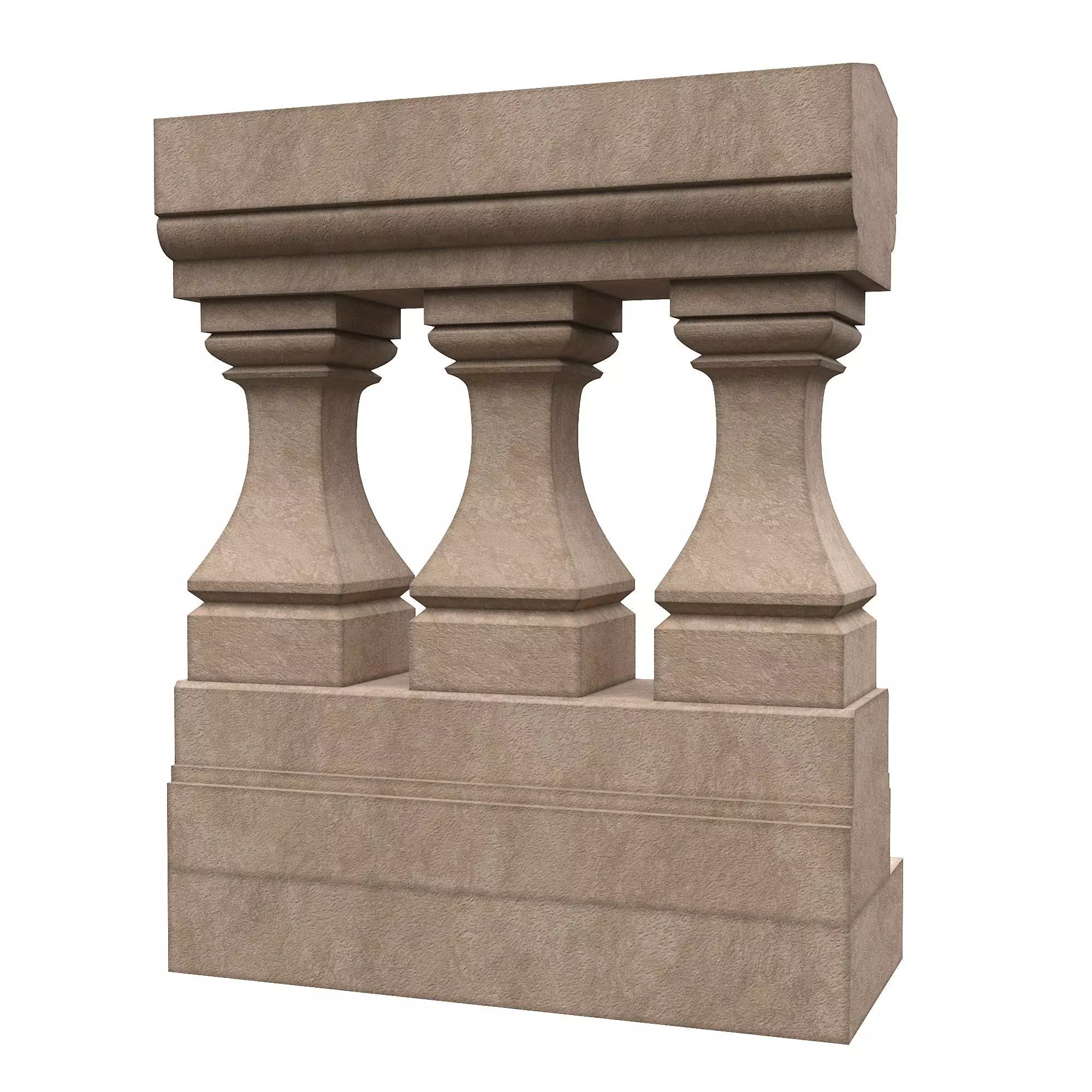 Stone balustrade 06 3D model_0
