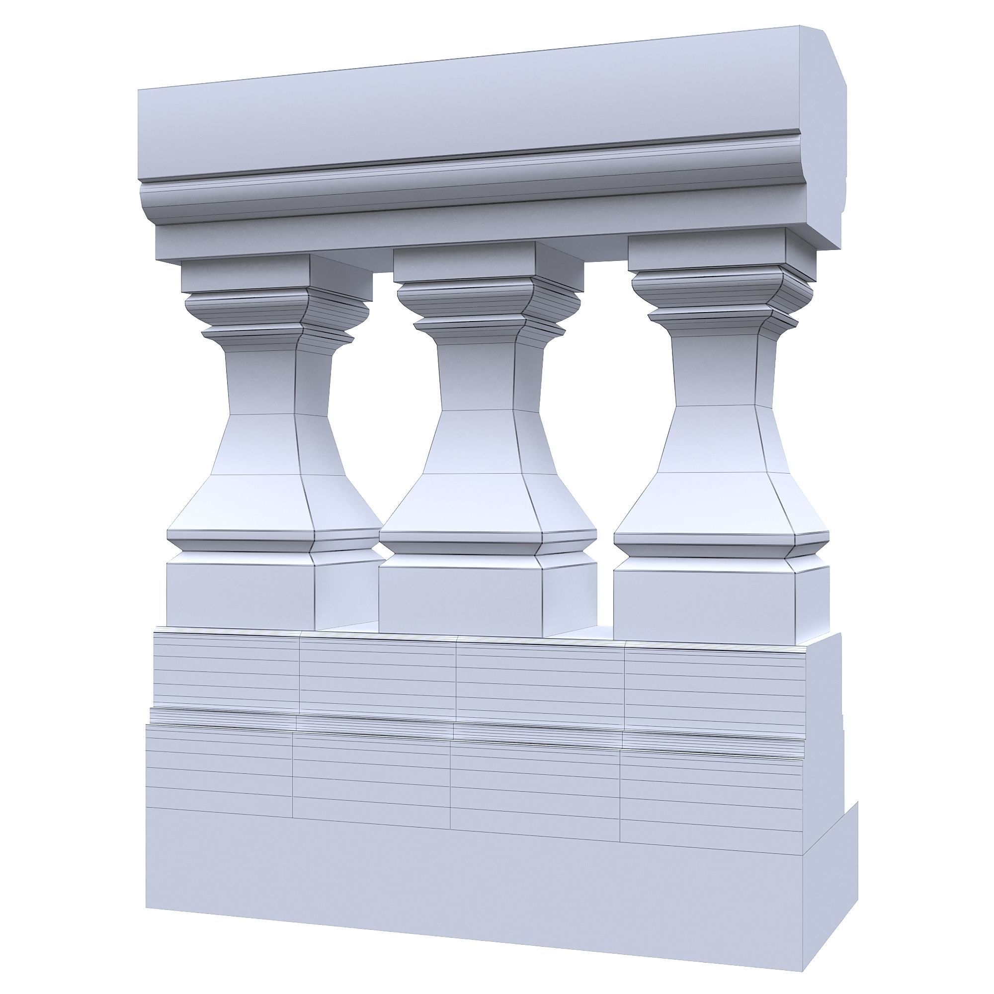 Stone balustrade 06 3D model_7