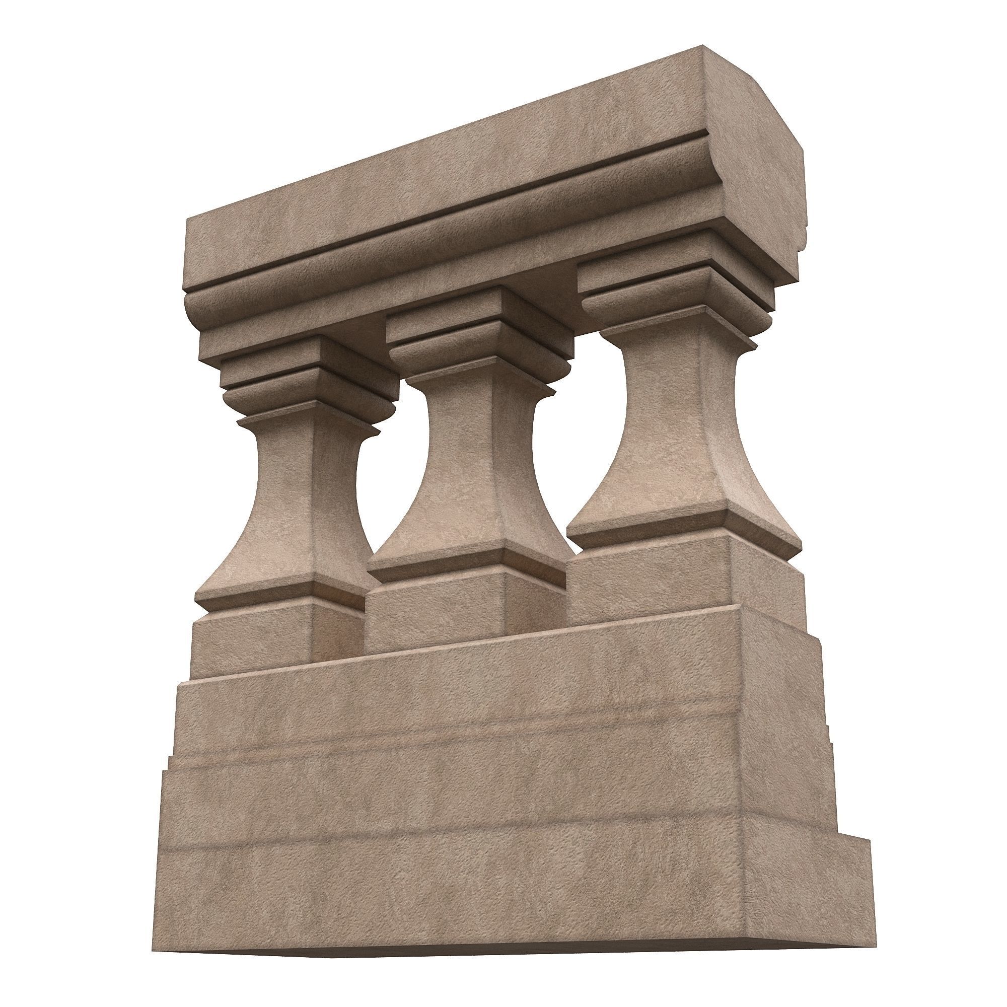 Stone balustrade 06 3D model_1