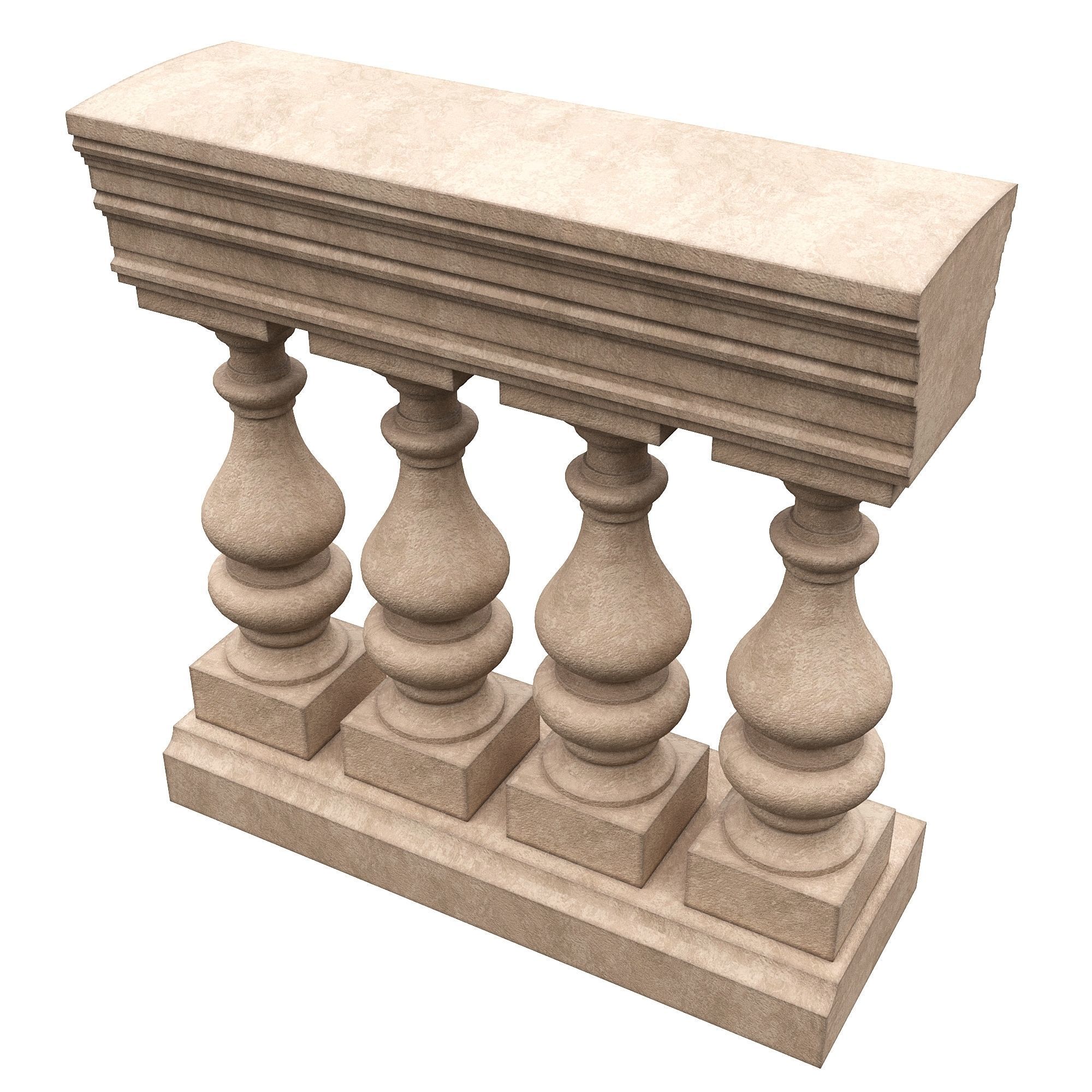 Stone balustrade 07 3D model_2