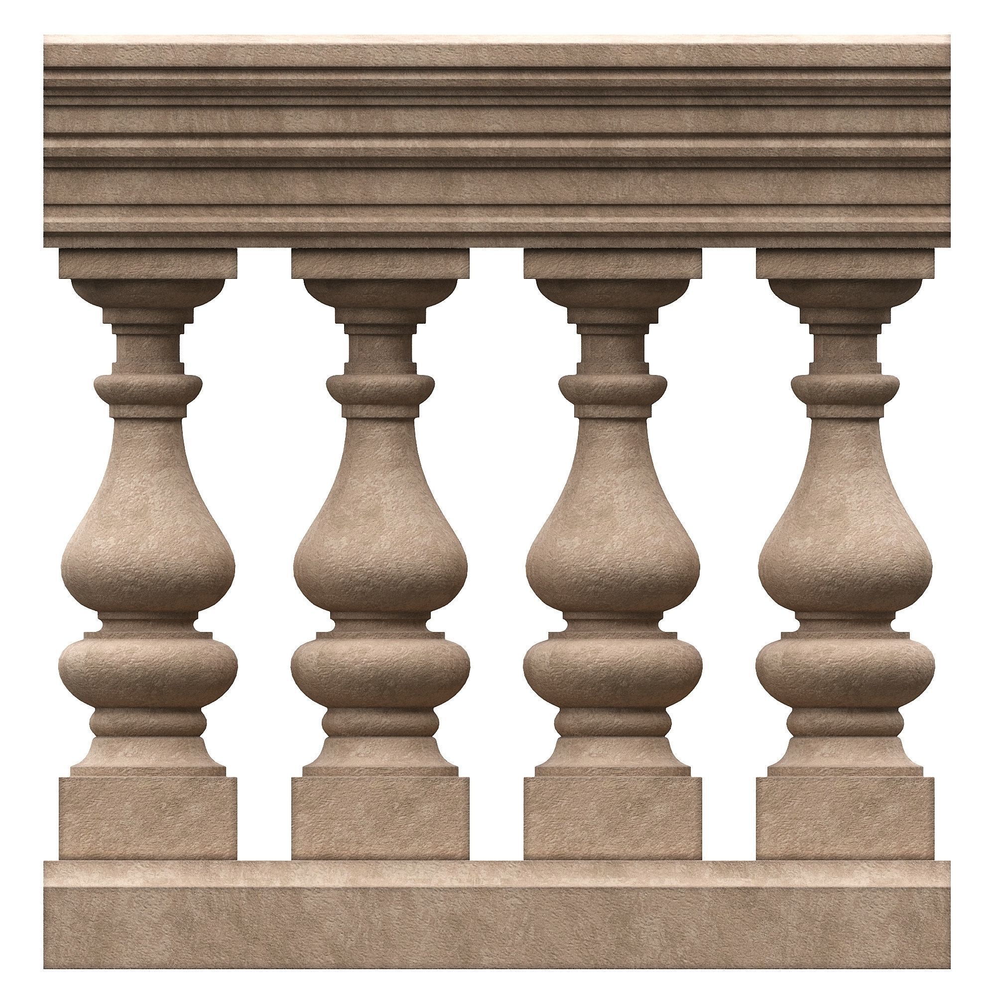 Stone balustrade 07 3D model_3