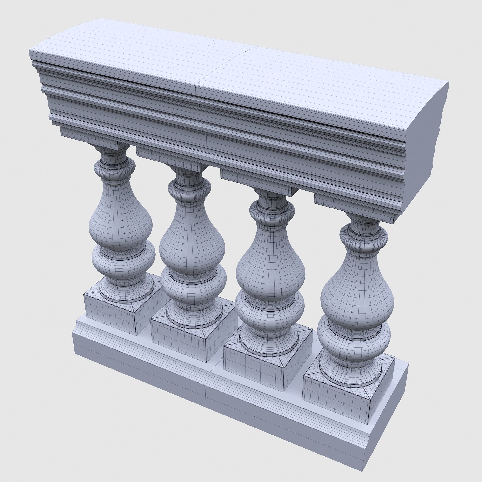 Stone balustrade 07 3D model_5