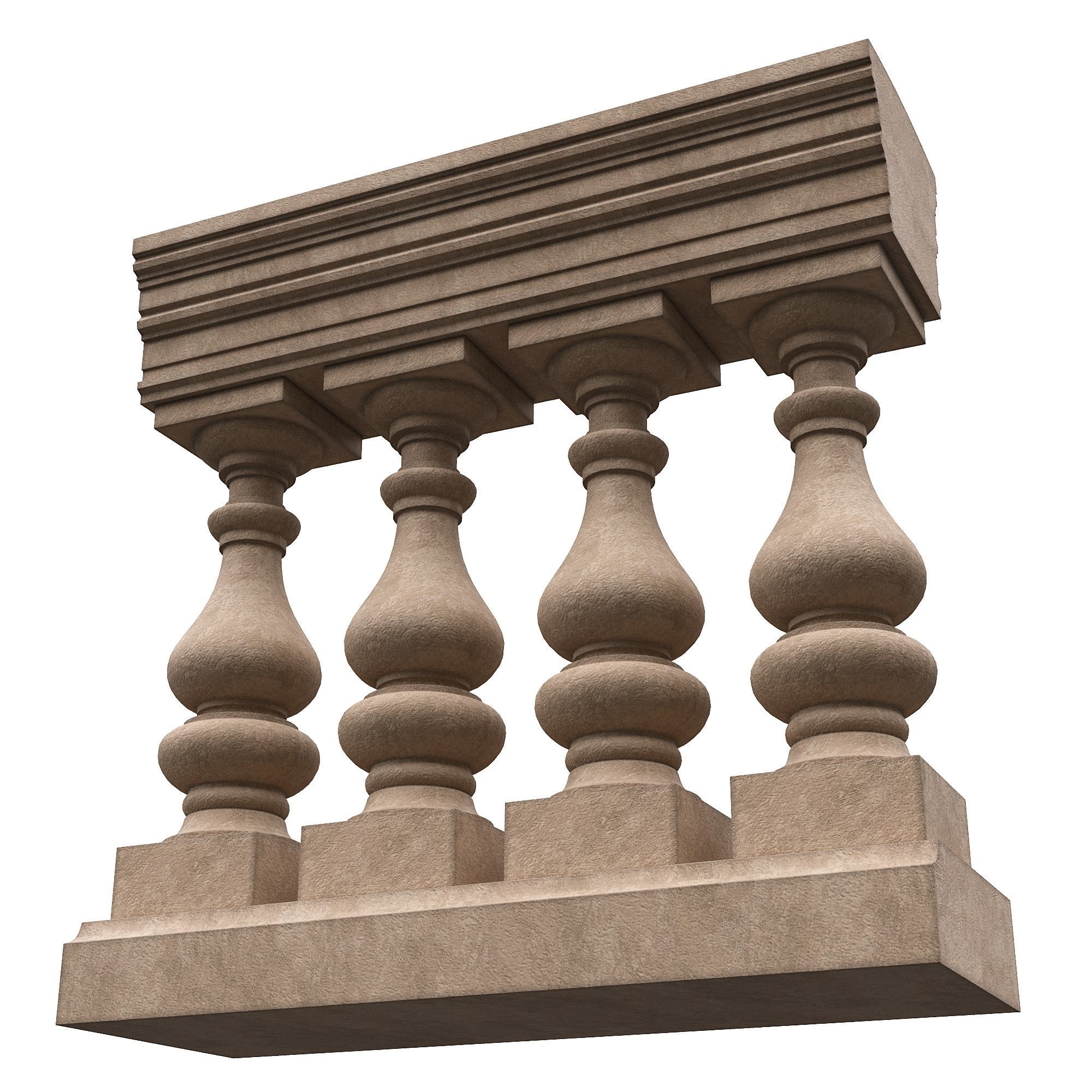 Stone balustrade 07 3D model_1