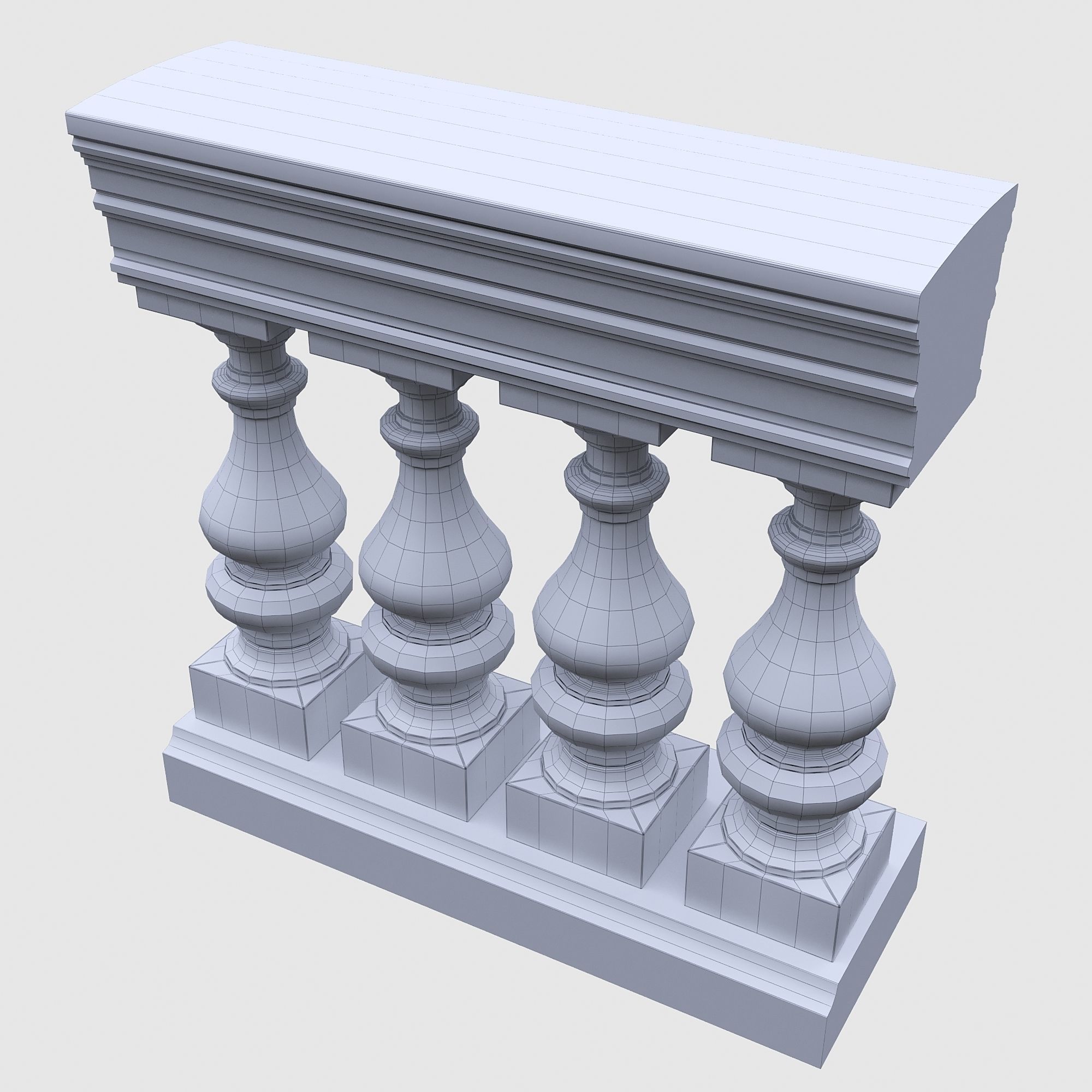 Stone balustrade 07 3D model_6