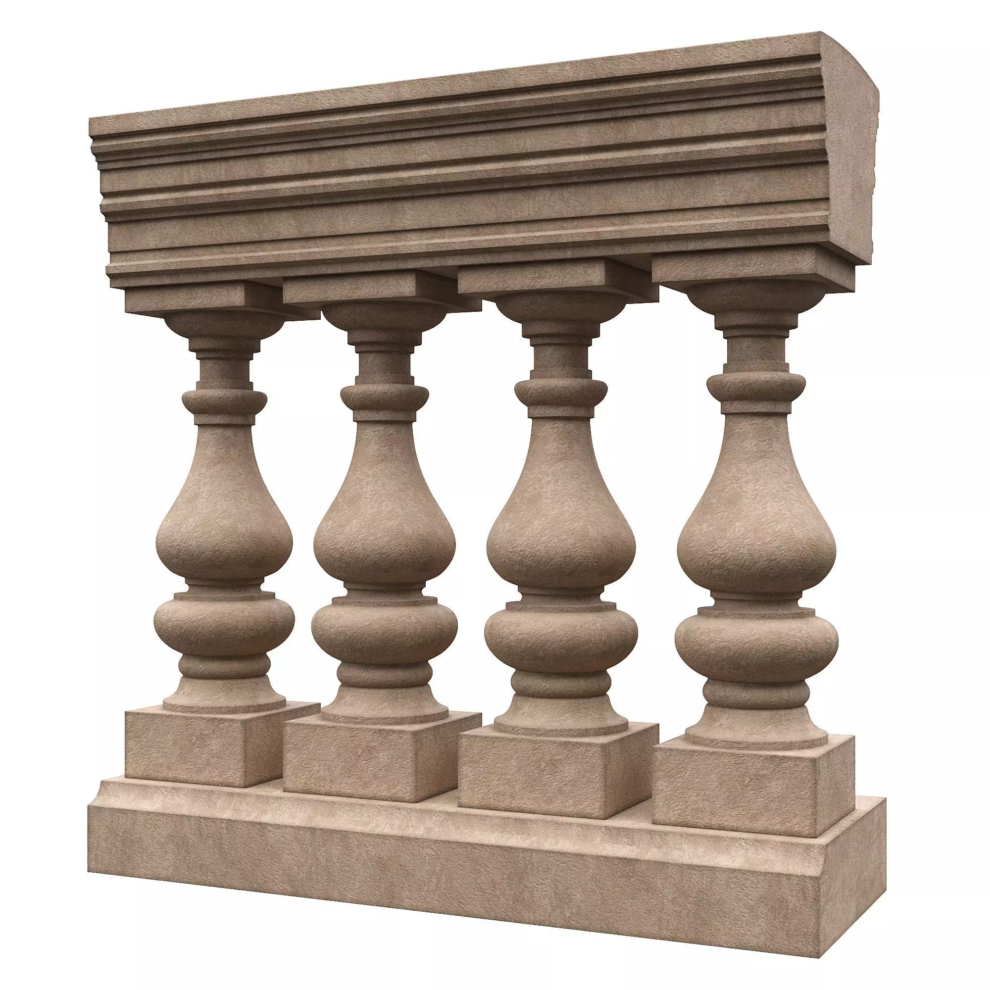 Stone balustrade 07 3D model_0