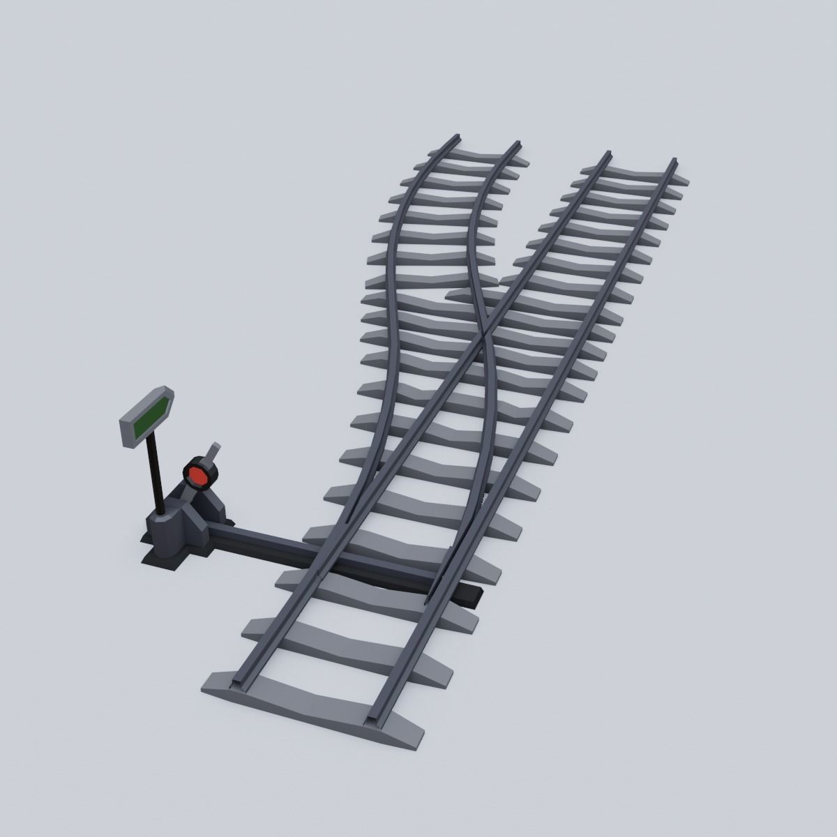 Railway Rails Low-poly 3D model_3