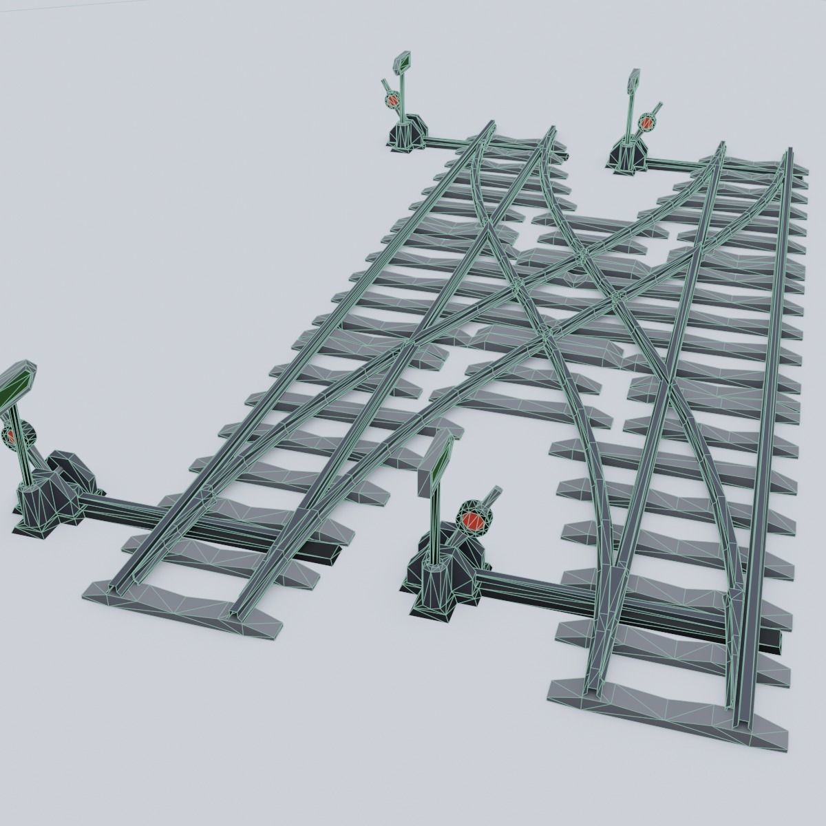 Railway Rails Low-poly 3D model_16