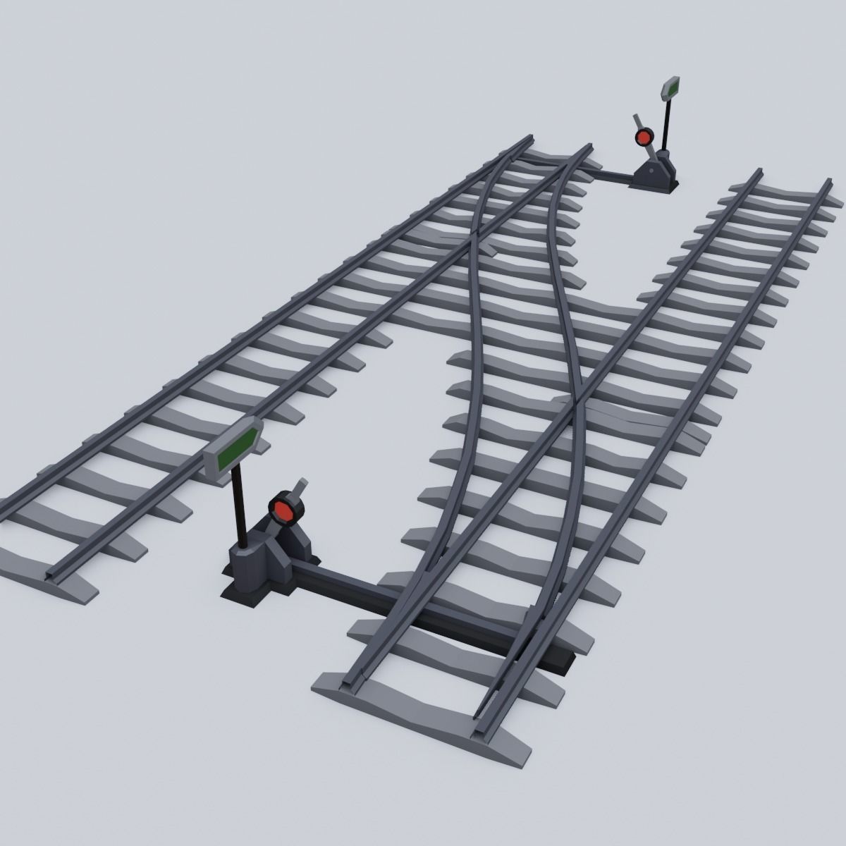 Railway Rails Low-poly 3D model_10