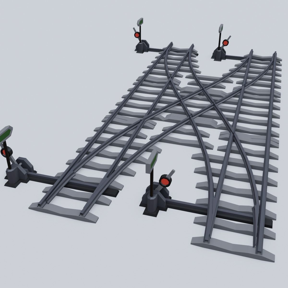 Railway Rails Low-poly 3D model_11