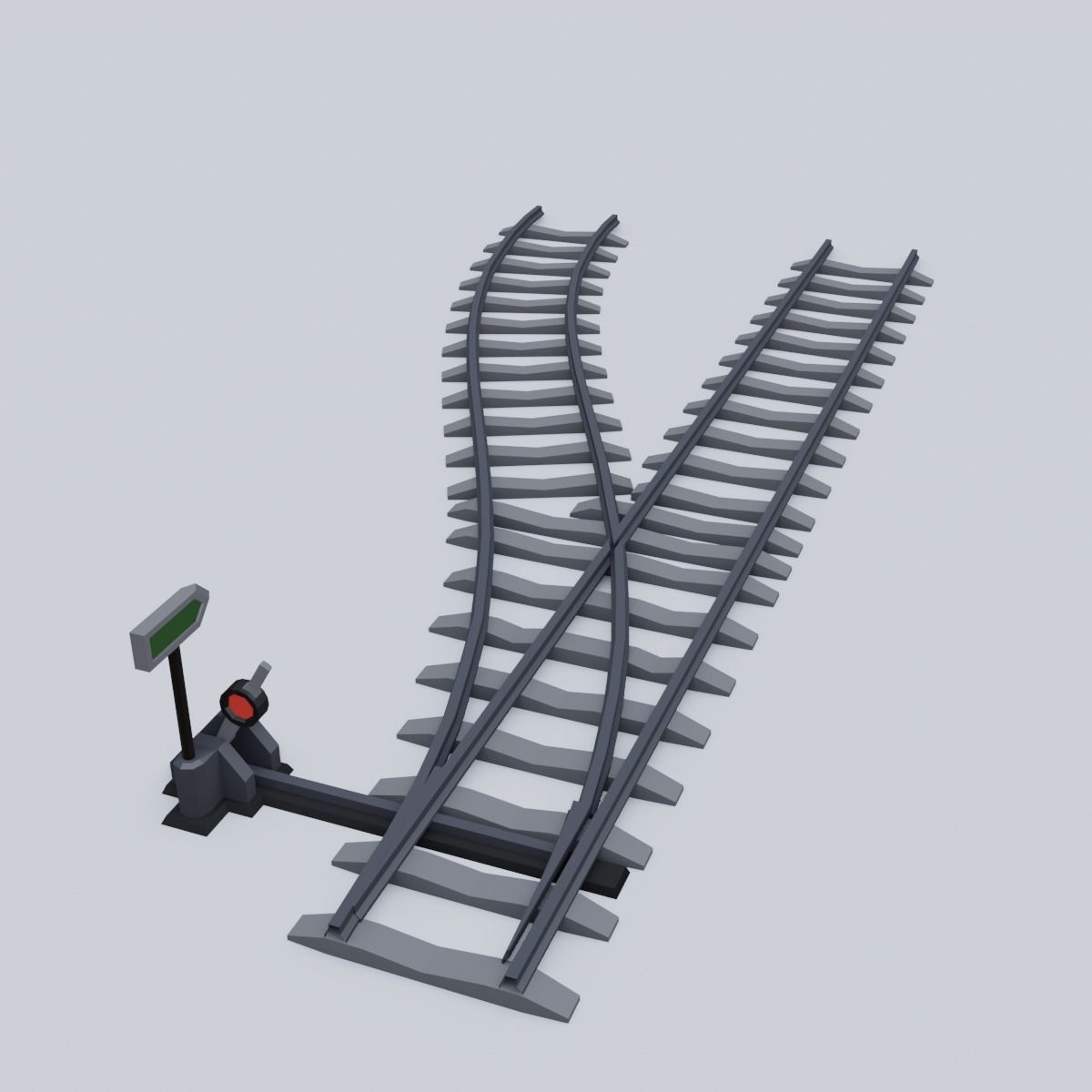 Railway Rails Low-poly 3D model_9