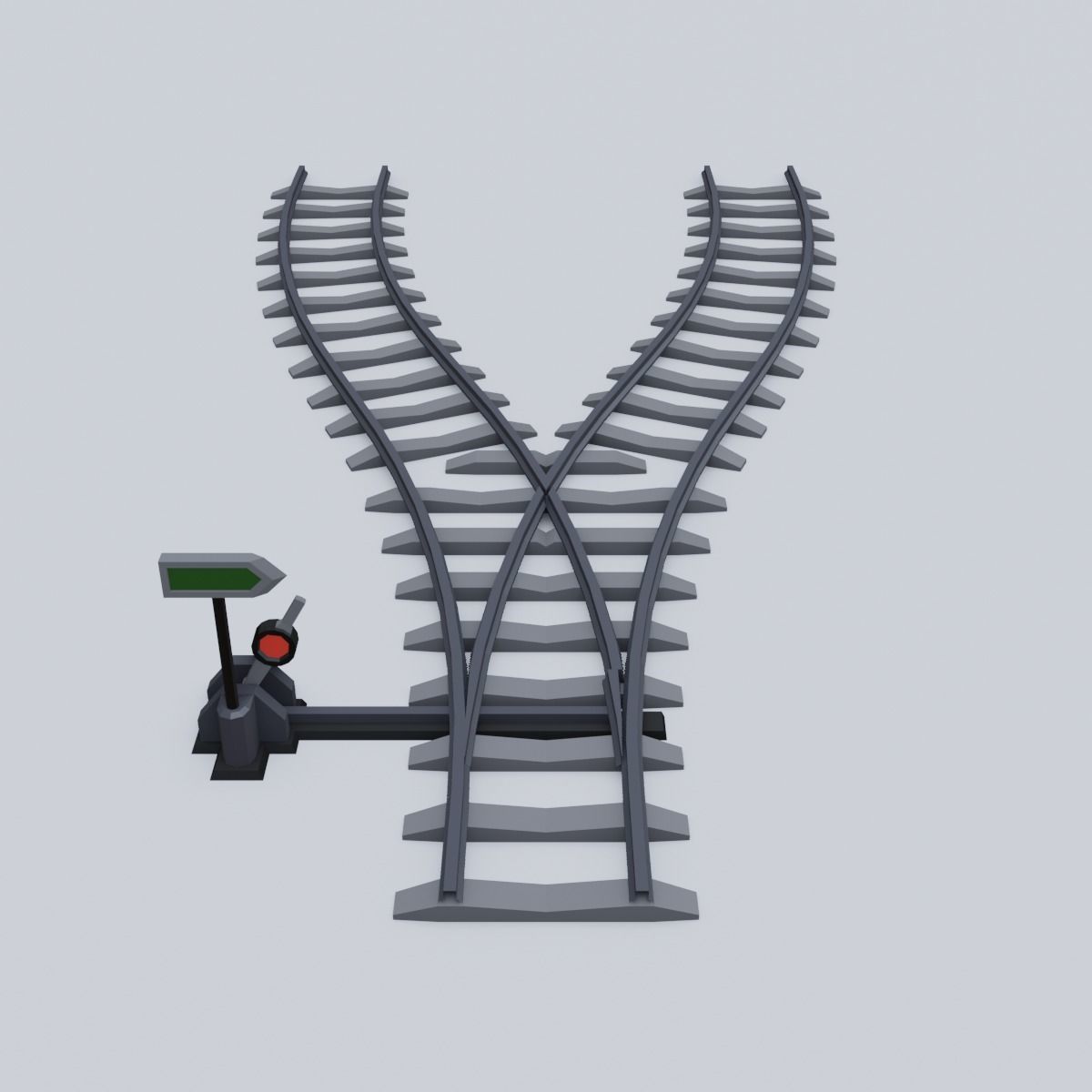 Railway Rails Low-poly 3D model_2