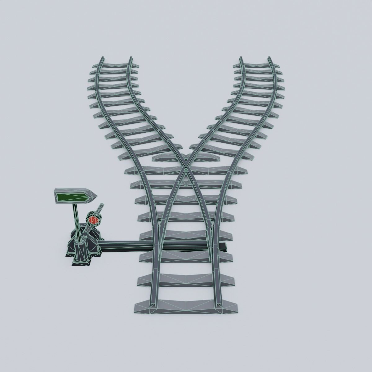Railway Rails Low-poly 3D model_14