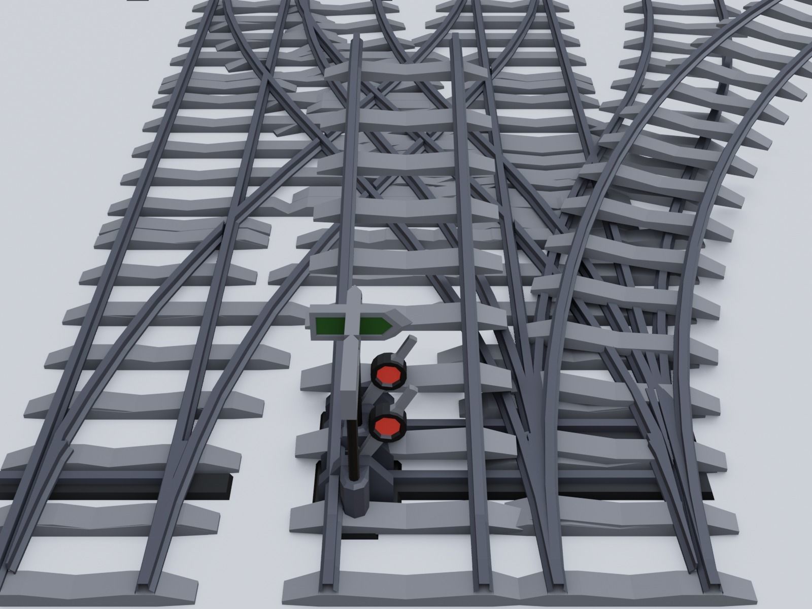 Railway Rails Low-poly 3D model_0