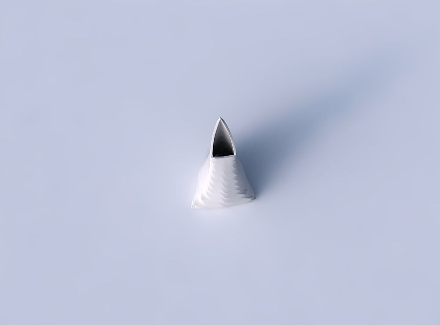 Vase grounded tipping triangle with secions and twisted lines 3D print model_2