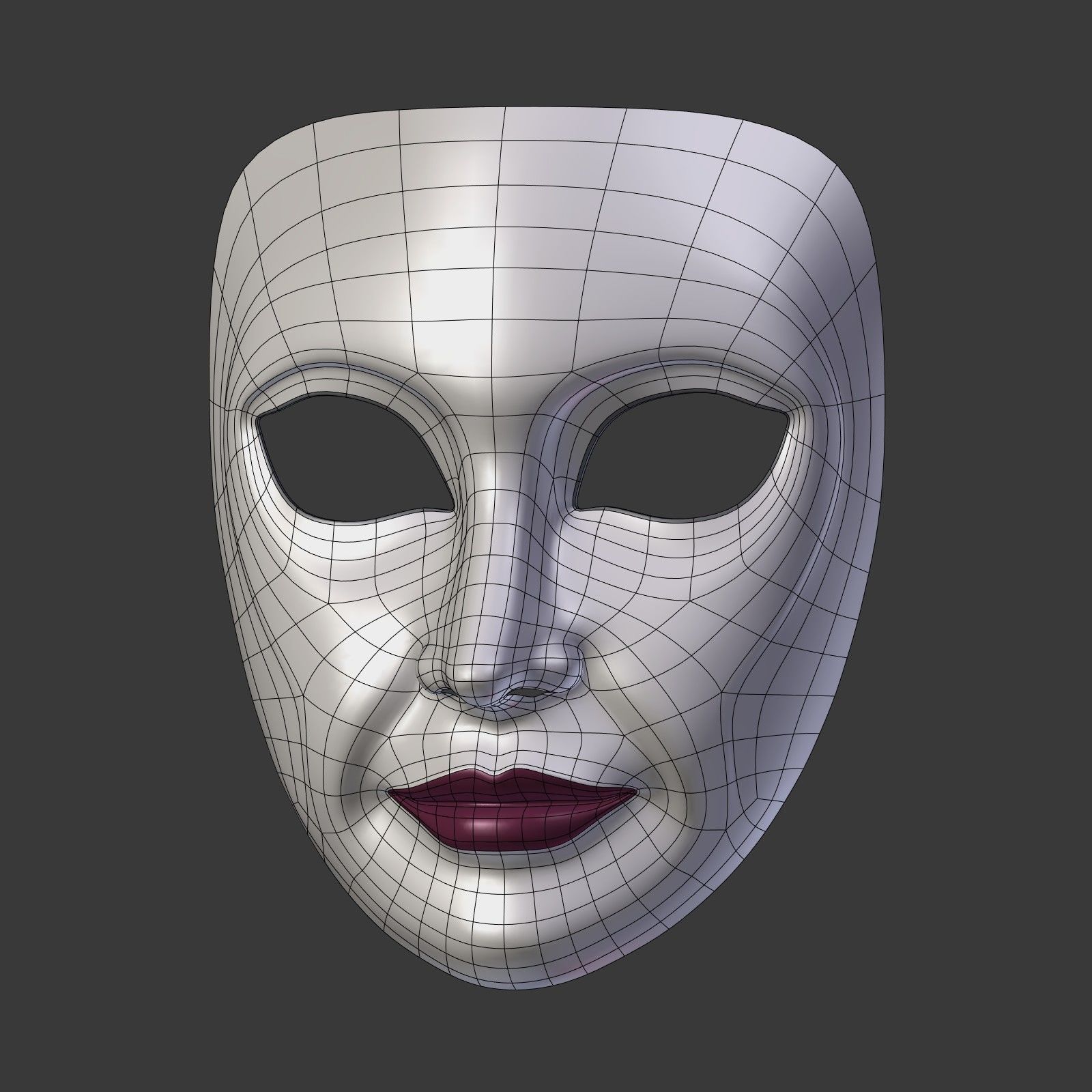 Woman Mask Low-poly 3D model_8