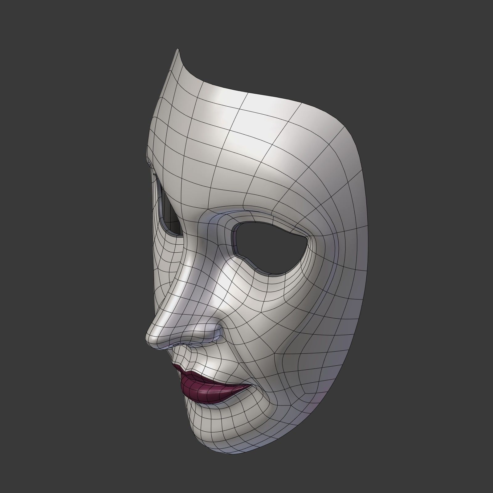 Woman Mask Low-poly 3D model_12