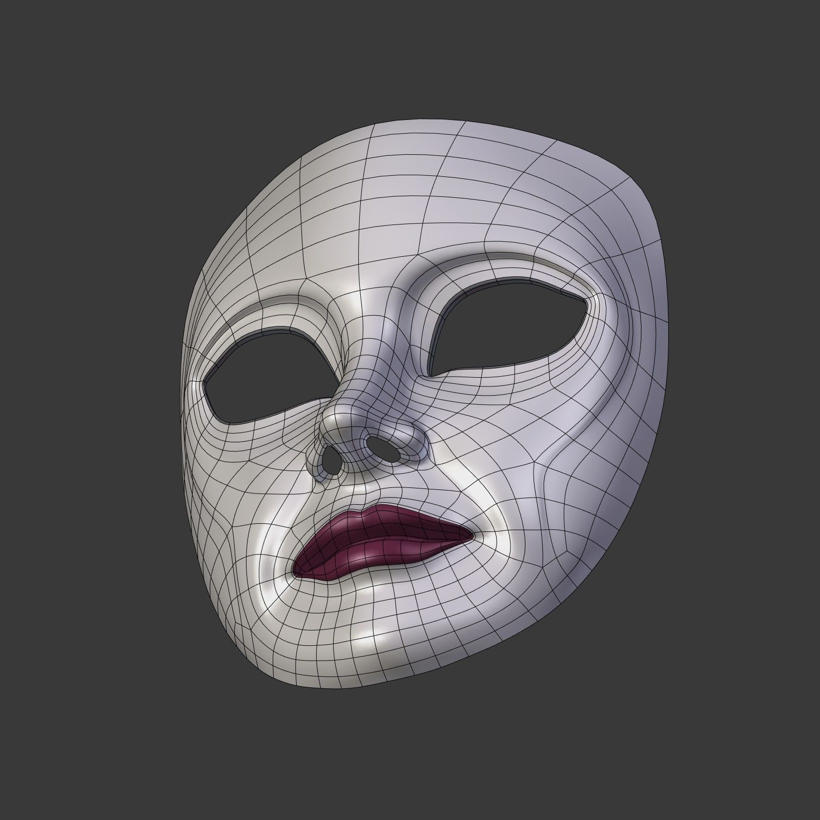 Woman Mask Low-poly 3D model_10