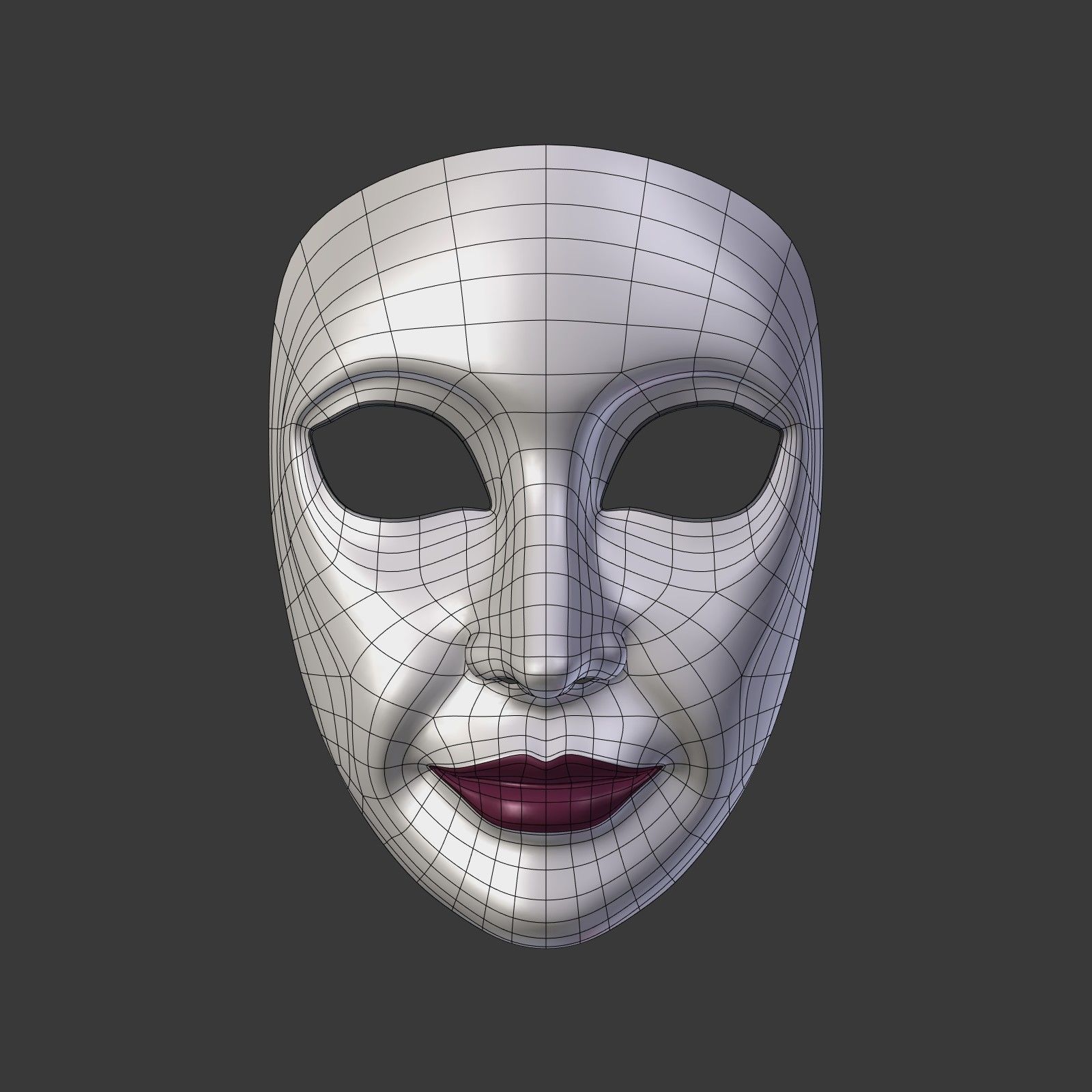 Woman Mask Low-poly 3D model_2