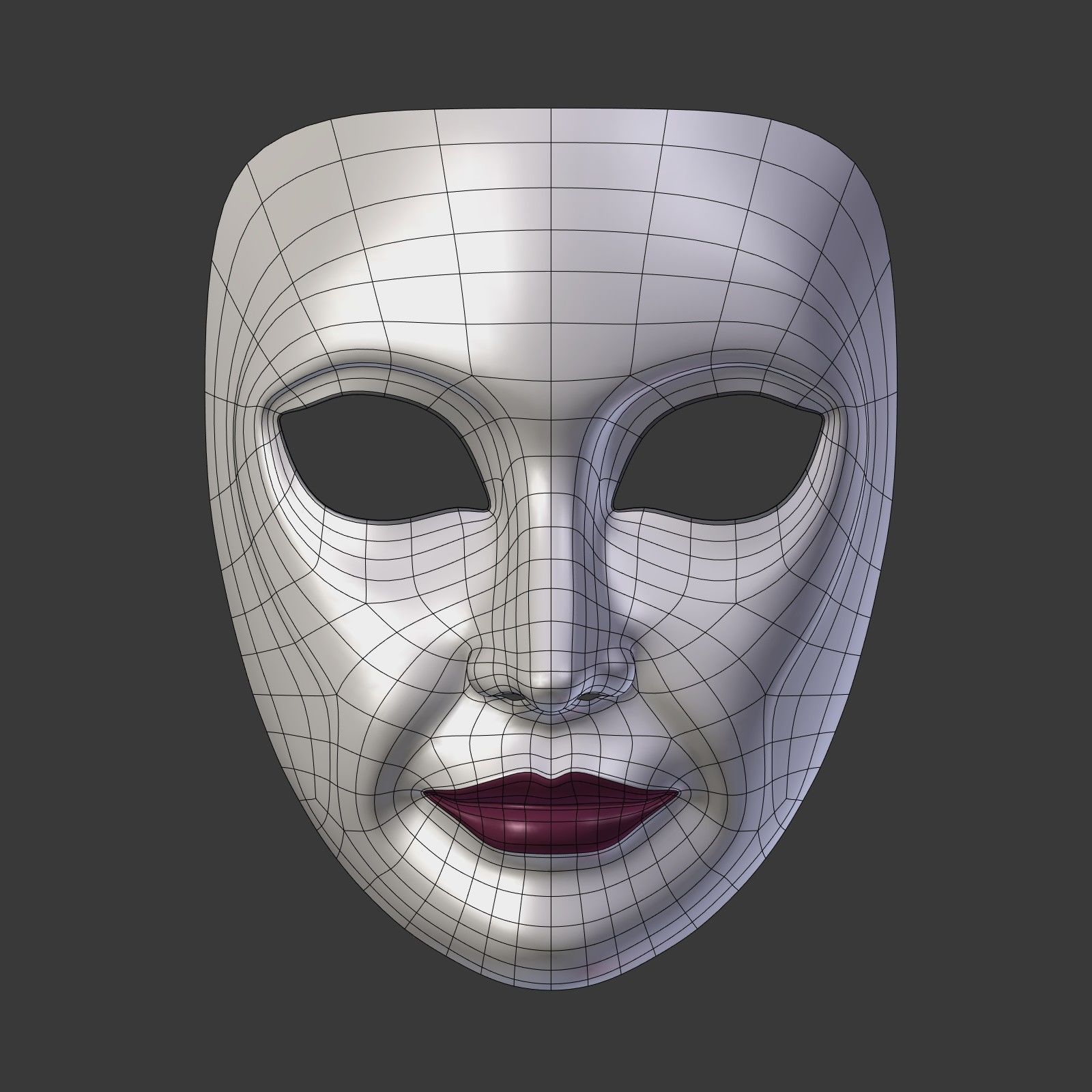 Woman Mask Low-poly 3D model_4