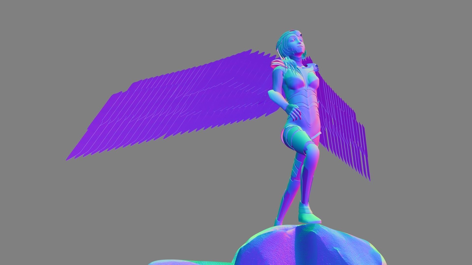 Wonder Woman in Golden Eagle Stylized and Rigged Low-poly 3D model_10