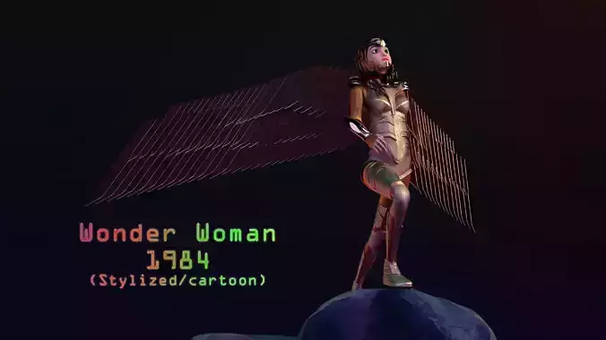 Wonder Woman in Golden Eagle Stylized and Rigged Low-poly 3D model