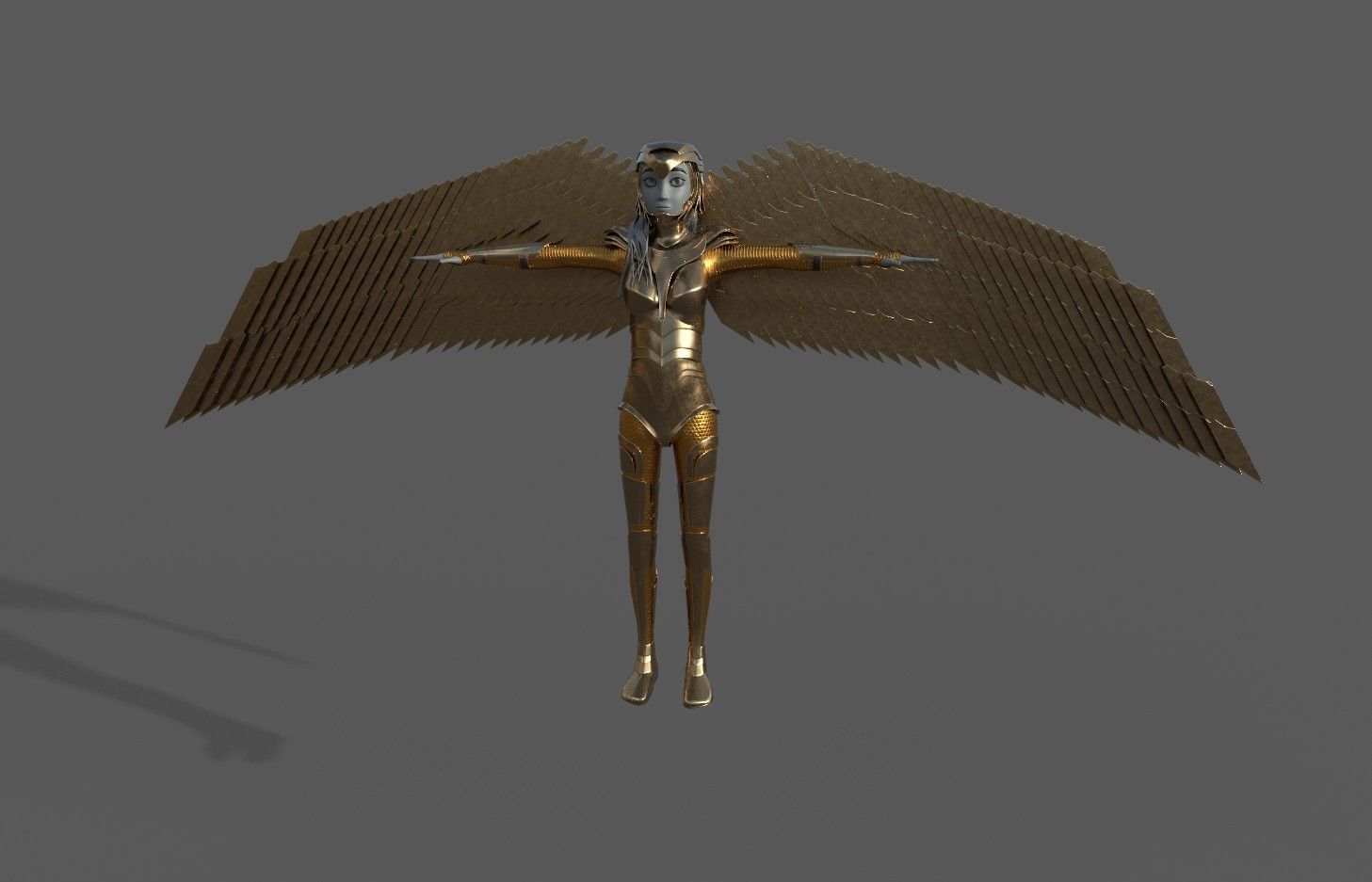 Wonder Woman in Golden Eagle Stylized and Rigged Low-poly 3D model_6