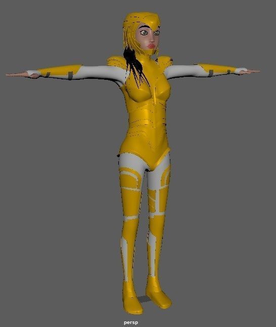 Wonder Woman in Golden Eagle Stylized and Rigged Low-poly 3D model_5