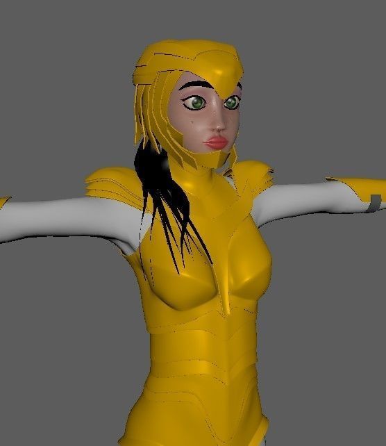 Wonder Woman in Golden Eagle Stylized and Rigged Low-poly 3D model_3