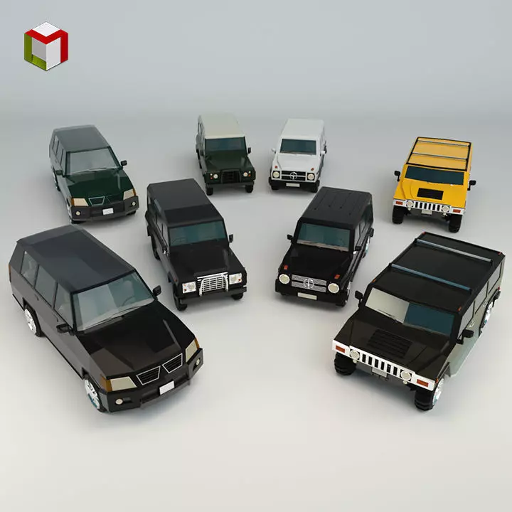 Low Poly SUV Pack 01 3D Model Collection_0