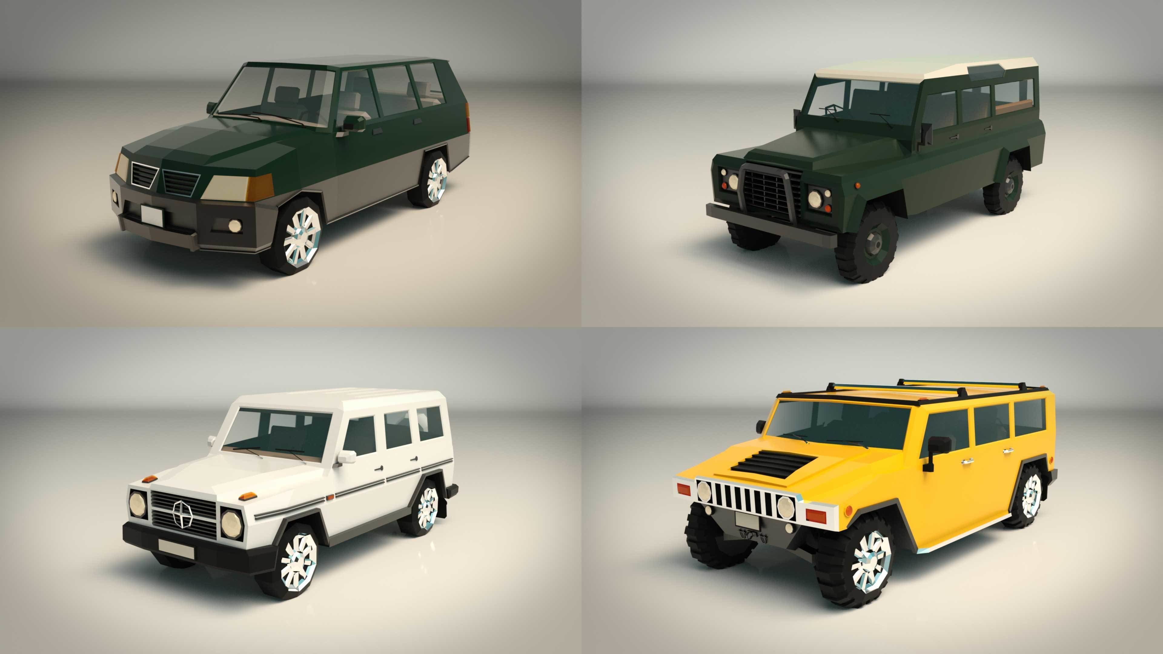 Low Poly SUV Pack 01 3D Model Collection_7