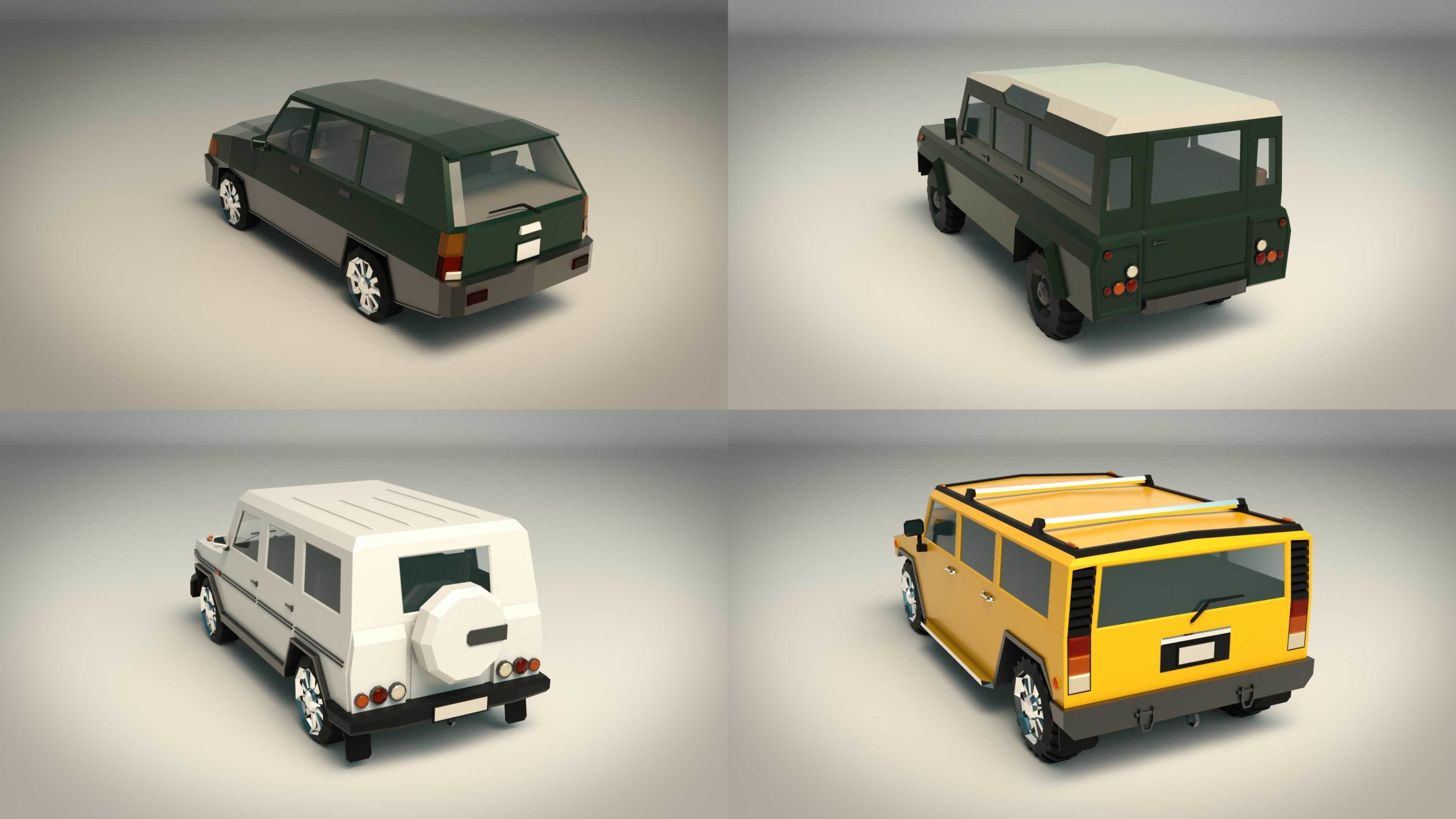 Low Poly SUV Pack 01 3D Model Collection_8